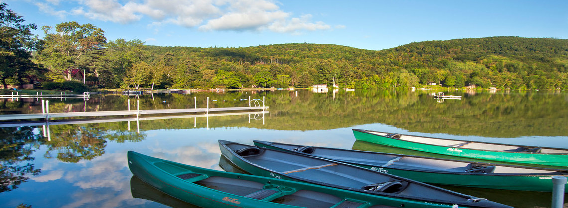 Kayaks docked at Lake Morey Resort